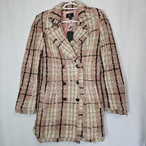 G by Giuliana‎ Pink Plaid Bouclé Coat Preppy Old Money Parisian Chic NWT